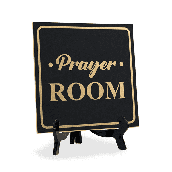 Prayer Room 5"x 5" Square Table Sign With Acrylic Easel | Religious Dcor