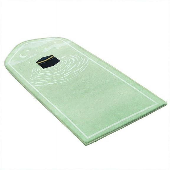Prayer Rug Mat for Ramadan Portable Worship Kneel Embossing Floor Carpets Non-Slip Soft Meditation Green