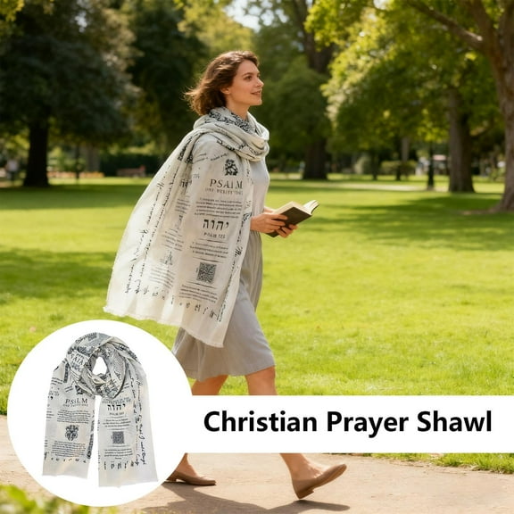 Prayer Shawl, Protection Bible Verse Prayer Scarf for Women Christian - 70x170cm - Lightweight Scarves for Festival Party Friends