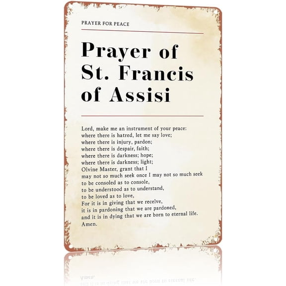 Prayer Of St. Francis Of Assisi Metal SignVintage Text Art Poster Home Wall Decor, Suitable For Bedroom, Living Room, Bar, Restaurants,Fence,Etc.Tin Sign 812 Inch