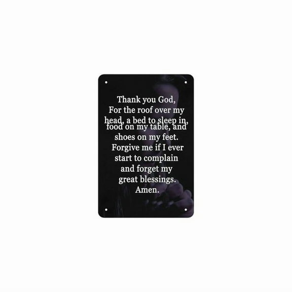 Prayer Wall Decor Metal Tin Sign 8"x12" – Inspirational Thank You God Quote Sign for Home, Bedroom, Entryway, Christian Wall Art, Rustic Religious Blessing Plaque