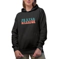 thumbnail image 1 of Prayer Warrior, Intercessor or Praying Ministry Themed, Groovy Retro Wavy Text Merch Gift, Black Hooded Sweatshirt or Hoodie, 2XL, 1 of 5