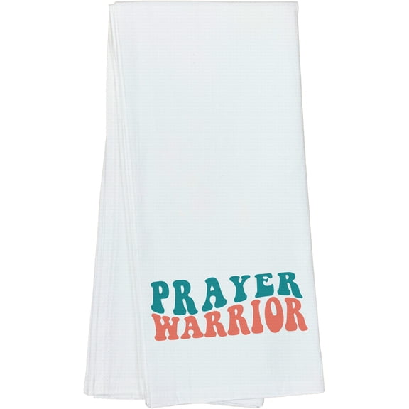 Prayer Warrior, Name or Title for an Intercessor, Groovy Retro Wavy Text Merch Gift, Dish Towel, 16 x 25 IN