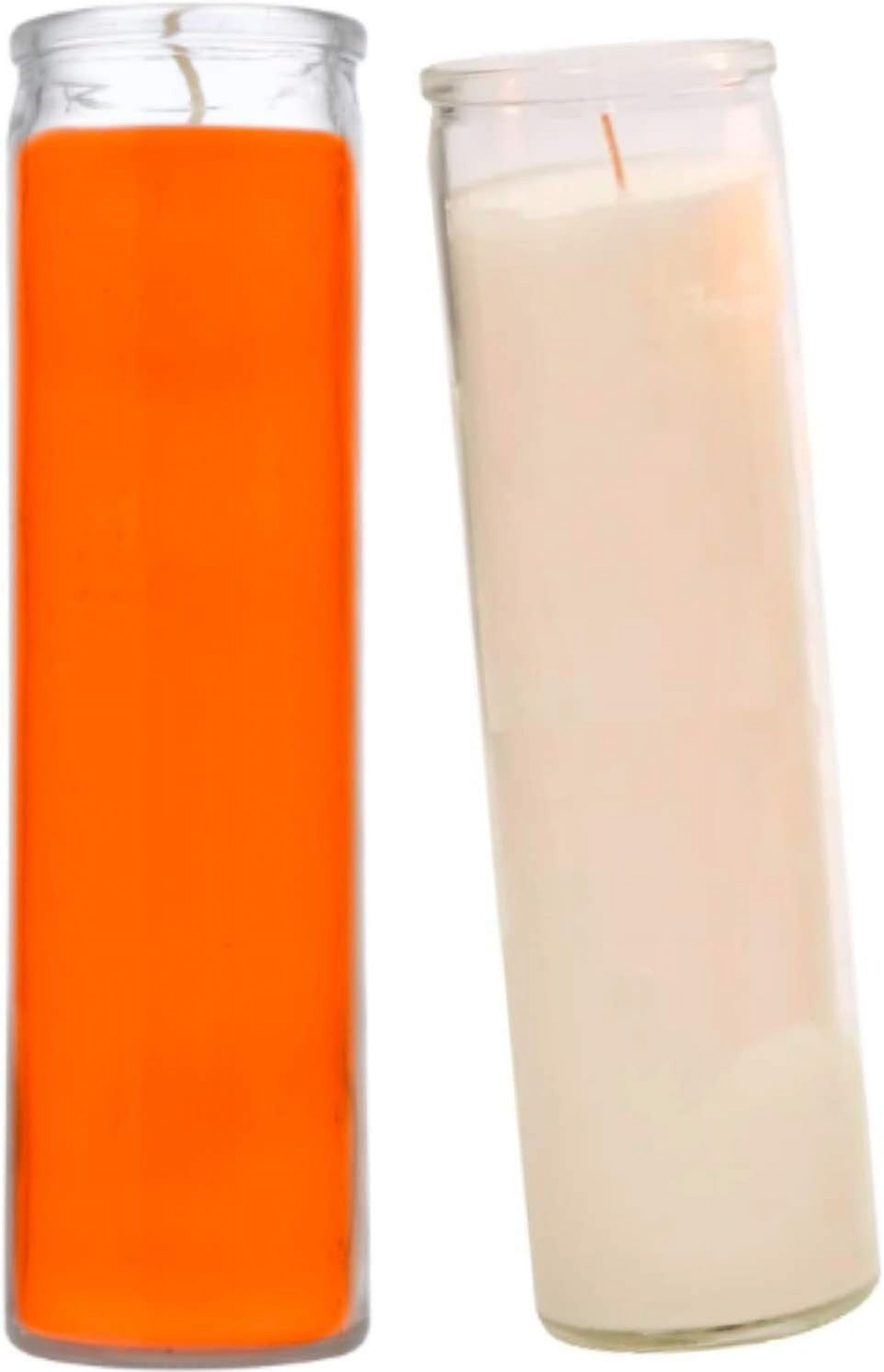 Prayer Wax (2 Pc) Orange And White Great For Sanctuary Vigils And Prayers Unscented Glass