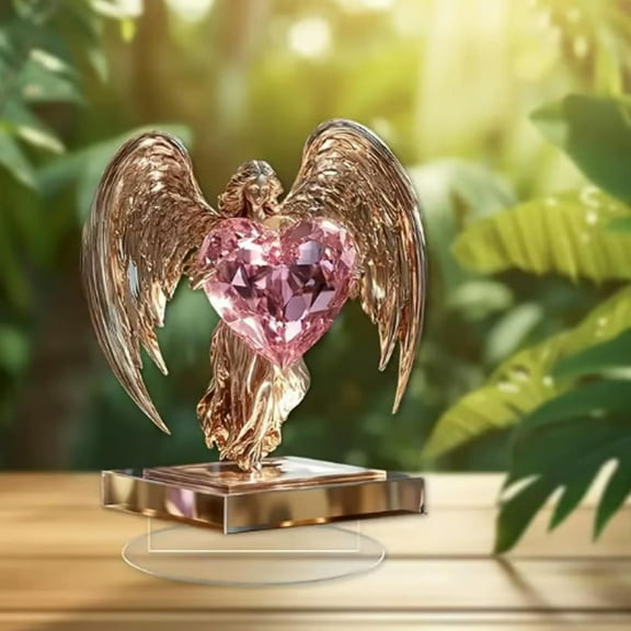 Prayer Wings Angel Figurine, Durable Acrylic Water Proof Lights Angel Statue,Guardian Memorial with Serene, Praying Pose and Soft Light, for Desk and Living Room Decoration