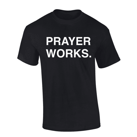 Prayer Works Mens Christian Tshirt Scripture Cross Pray Worship Jesus Short Sleeve T-Shirt Graphic Tee-Black-6xl