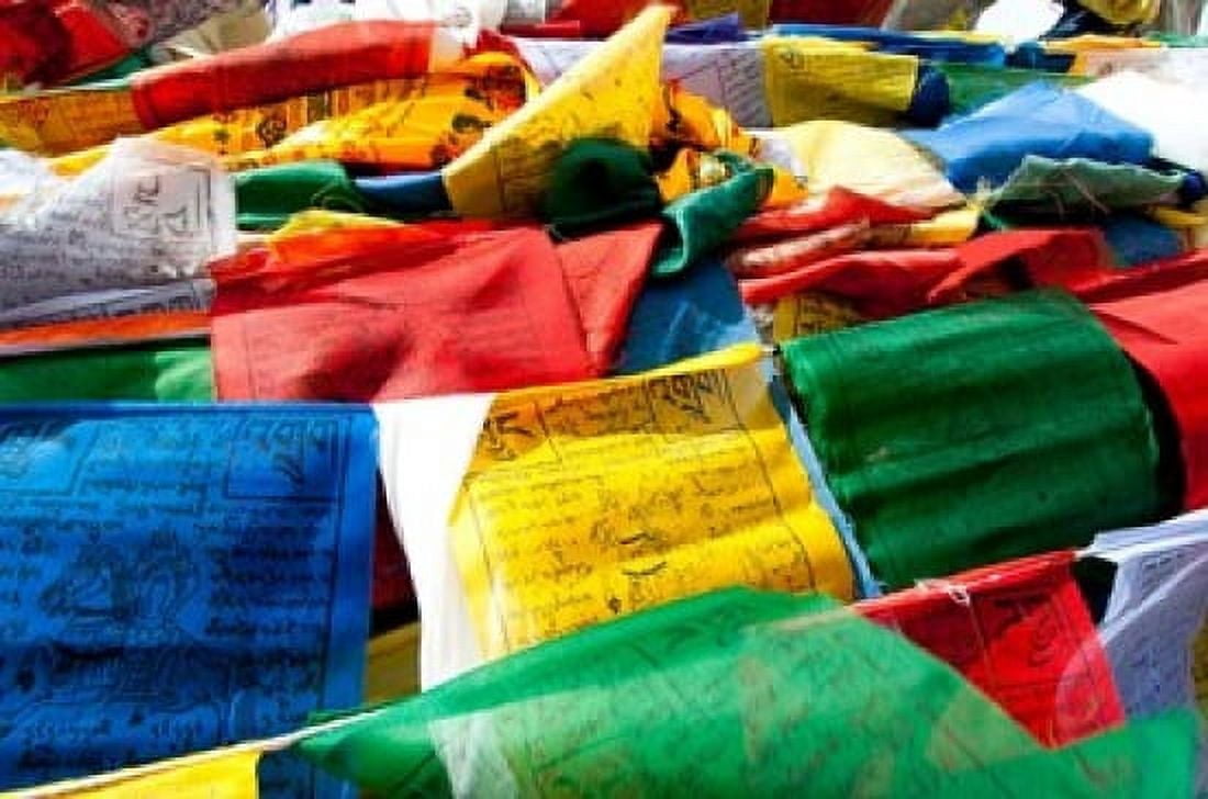 Prayer flags Namshangla Pass Ladakh India Canvas Art - Ellen Clark DanitaDelimont (19 x 29)