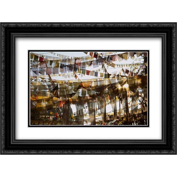Prayer flags at dawn, Ganesh Top, Gangtok, Sikkim Himalaya, India 2x Matted 24x18 Black Ornate Framed Art Print by Monteath, Colin