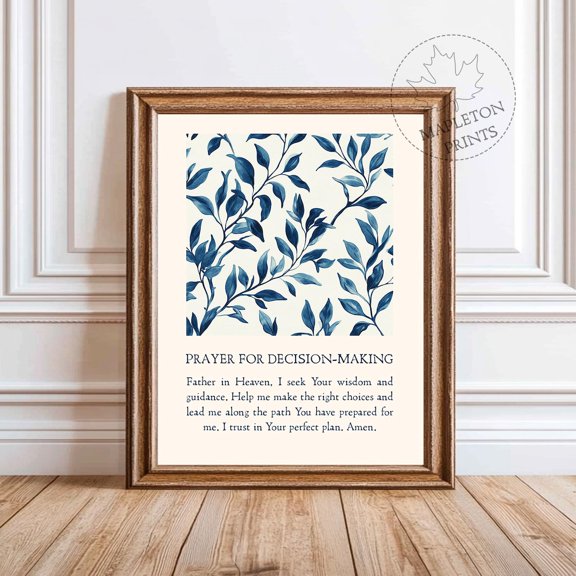 Prayer for Decision Making Art Print Christian Decor, Unframed Paper Poster 8x10in