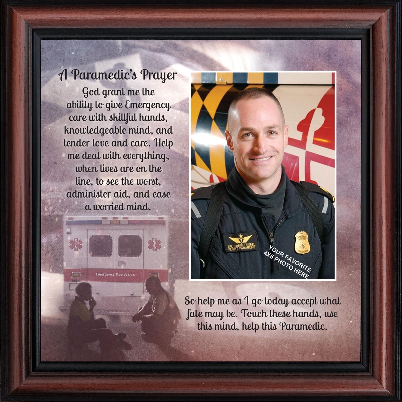 Prayer for the Paramedic Framed Poem, First Responders Gift, EMS, EMT, Gift for a Paramedic and Emergency Services Personnel, 6422W