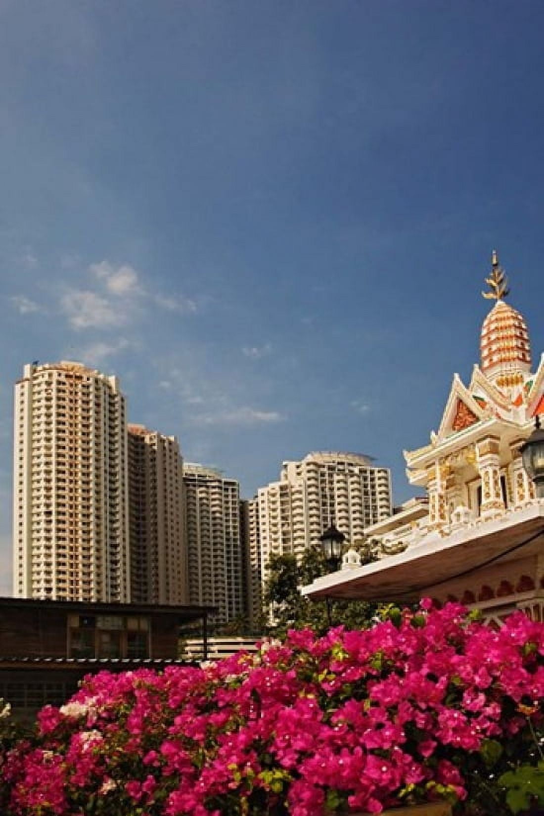 Prayer house and high-rise condominiums Bangkok Thailand Canvas Art - Adam Jones DanitaDelimont (15 x 22)