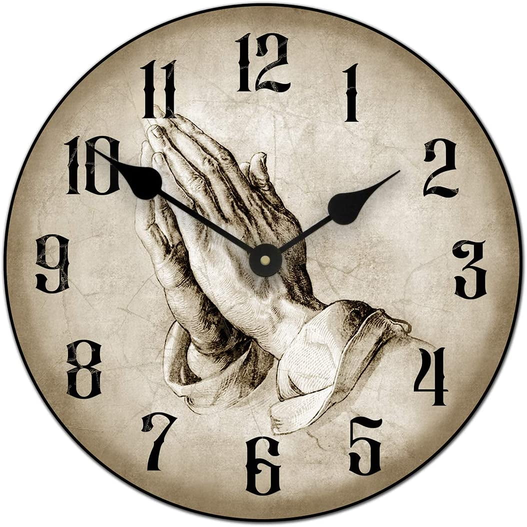 Prayer of Faith Tan Wall Clock Ultra Quiet Quartz Mechanism Hand