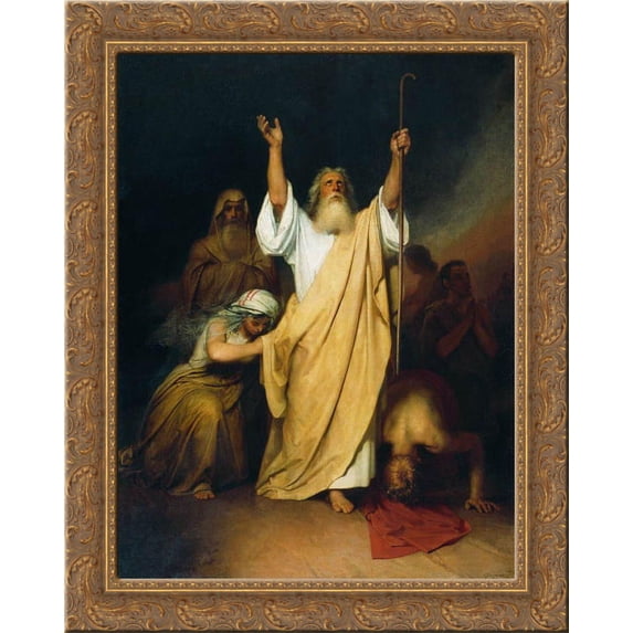 Prayer of Moses after the Israelites go through the Red Sea 24x20 Gold Ornate Wood Framed Canvas Art by Ivan Kramskoy