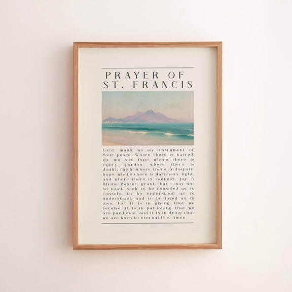 Prayer of St. Francis Inspirational Ocean View Wall Art Decor Print
