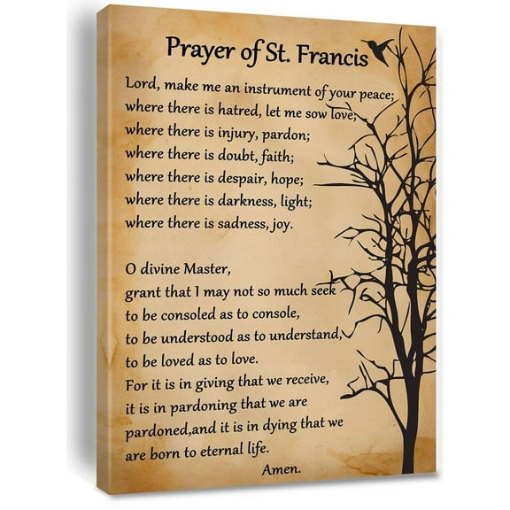 Prayer of St. Francis Quote Saint Francis Peace Prayer Poster Canvas Wall Art Painting Home Bedroom Living Room Decor Christian Prayer Gifts
