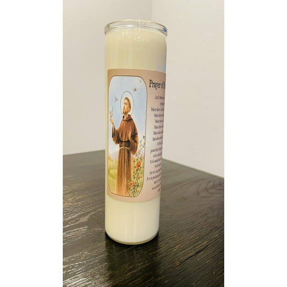 Prayer of St. Francis candle - Made from 100% natural soy wax and unbleached cotton wicks.