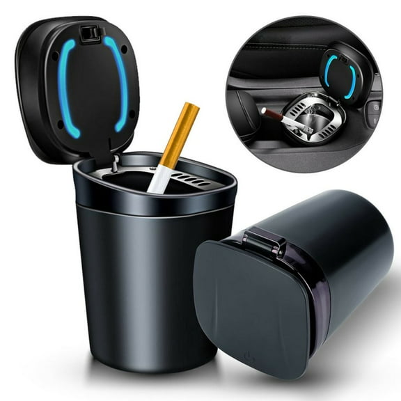 Portable Car Ashtray Cigarette Bucket Lighter Car Cup Ash Holder With LED Light Suitable For Most Car Cup Holders Home Outdoor