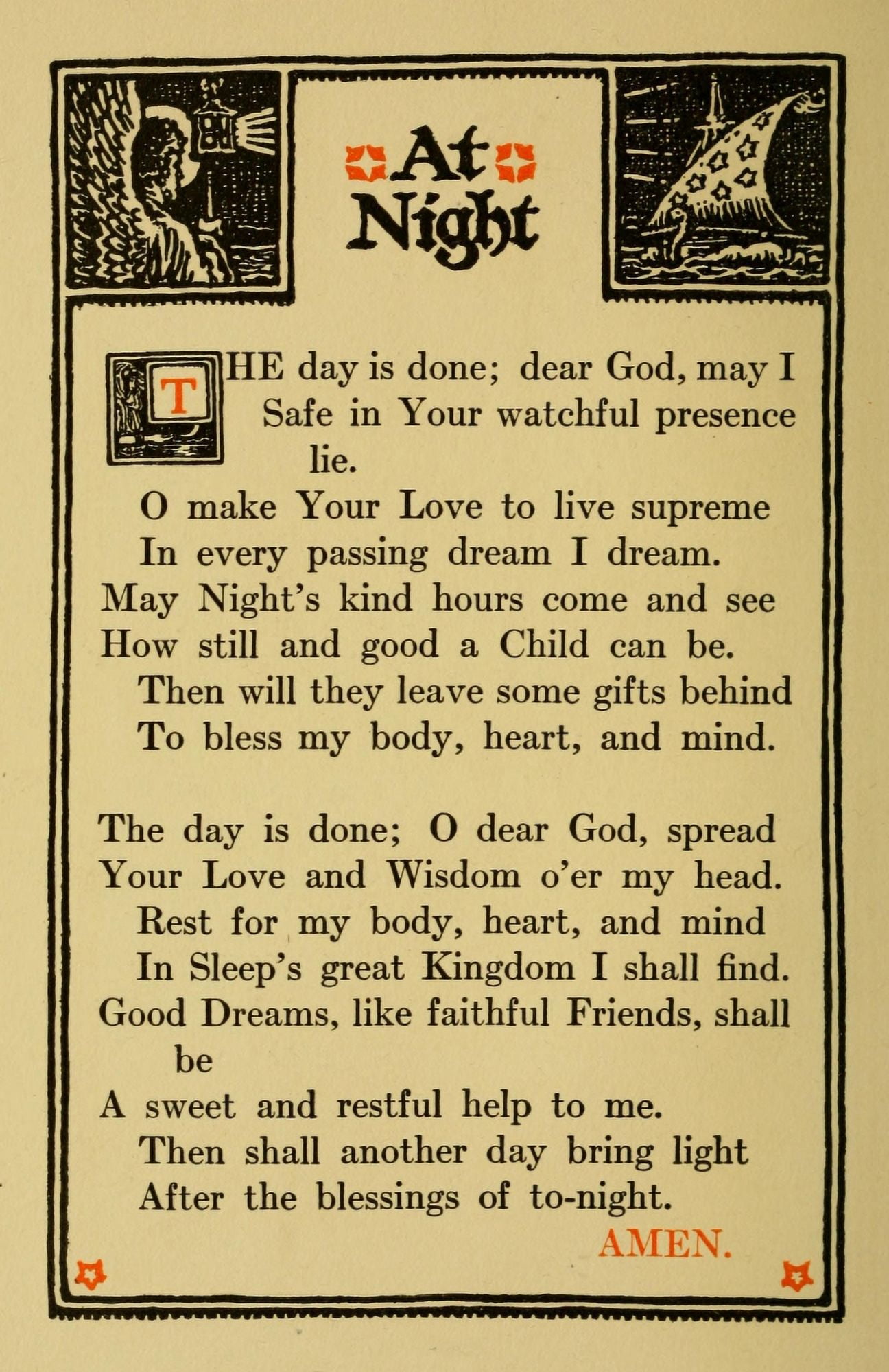 Prayers for Little Men 1912 At night Canvas Art - Morgan van Roorbach Shepard (24 x 36)