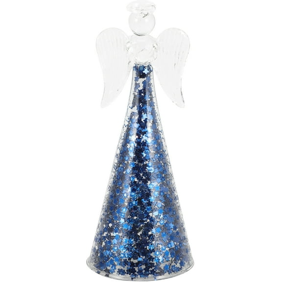 TABLZONE Glass Angel Statue Blue Praying Women Figure Centerpiece Decor for Home Office