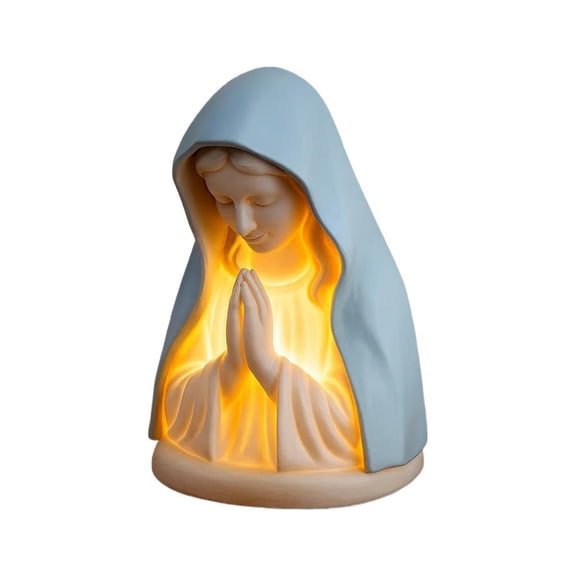 Praying Angel Figurine Night Light, 5.3" Resin Guardian Angel Statue for Home Decor, Religious Prayer Gift for Housewarming & Comfort