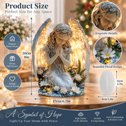 Praying Angel Resin Statue - Peaceful Warm White Angel Figurine, Small Tabletop Decor for Living Room Bedroom Office, Serene Angel Ornament for Shelf Mantel & Calming Home Accent, 8*6in, Colorful