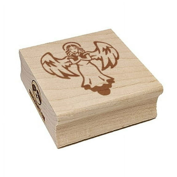 Praying Angel with Wings Square Rubber Stamp Stamping Scrapbooking Crafting - Medium 1.75in