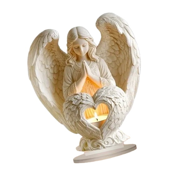 Praying Angelic with Heart Symbol 2D Acrylic Sculpture Tabletop Ornament for Home