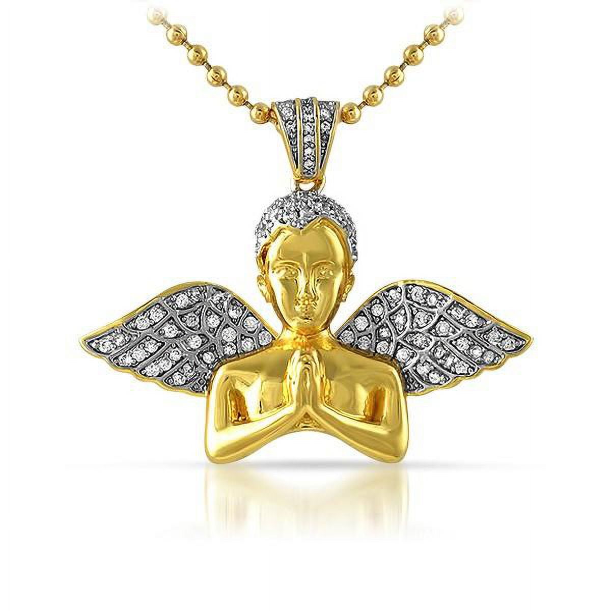 Praying Cherub Angel Bust Gold Hip Hop Pendant - Walmart.com