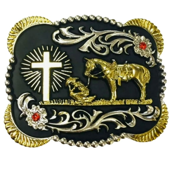 Praying Cowboy Horse Cross Faith Animal Rodeo Western Fashion Belt Buckle