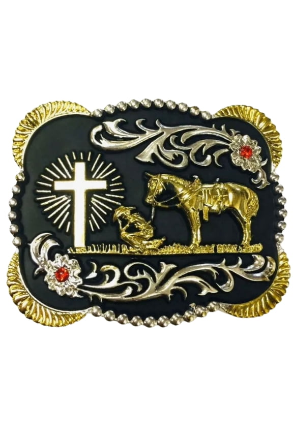 Praying Cowboy Horse Cross Faith Animal Rodeo Western Fashion Belt Buckle