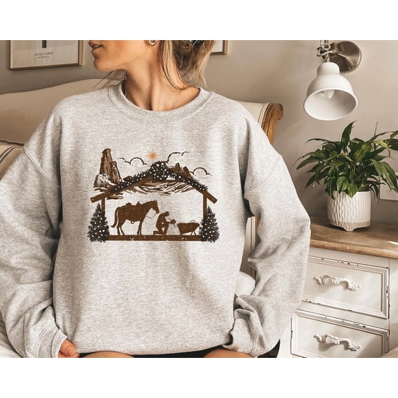Praying Cowboy Manger, Religious Western season Cowboy, Western season Sweatshirt, season for Christian All Size S-5Xl