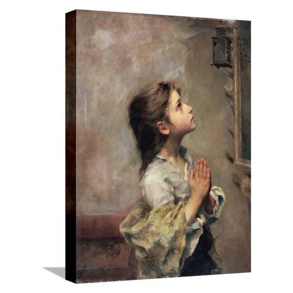 Praying Girl, Italian Painting of 19th Century Stretched Canvas Print by Roberto Ferruzzi, 12" x 16", Sold by Art.com
