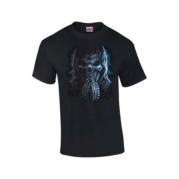 Praying Grim Reaper Adult Short Sleeve T-shirt-Black-6Xl
