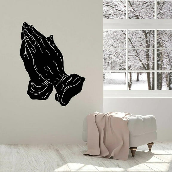 Praying Hand Wall Decal Religious Symbol Prayer Room Interior Decor Vinyl Window Stickers Living Room Art Mural Removable 42x33cm