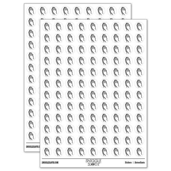 Praying Hands 200+ Round Stickers - White - Matte Finish - 0.50" Size