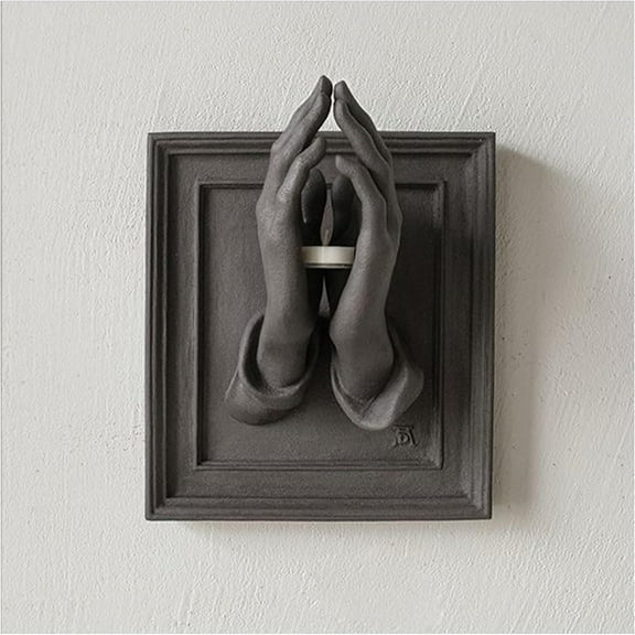 Praying Hands-A Perfect Blend of Warmth and Wishes, 3D Praying Hands Wall Candle Sticks Holder Decor, Figurine Candle Stand for Candlesticks, Home, Office, Church
