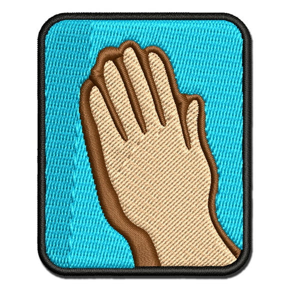 Praying Hands Applique Multi-Color Embroidered Iron-On Patch - 2.0 Inch Mini