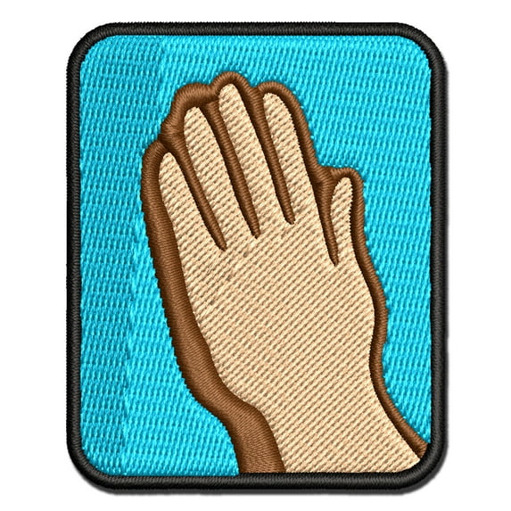 Praying Hands Applique Multi-Color Embroidered Iron-On Patch - 3 Inch Medium