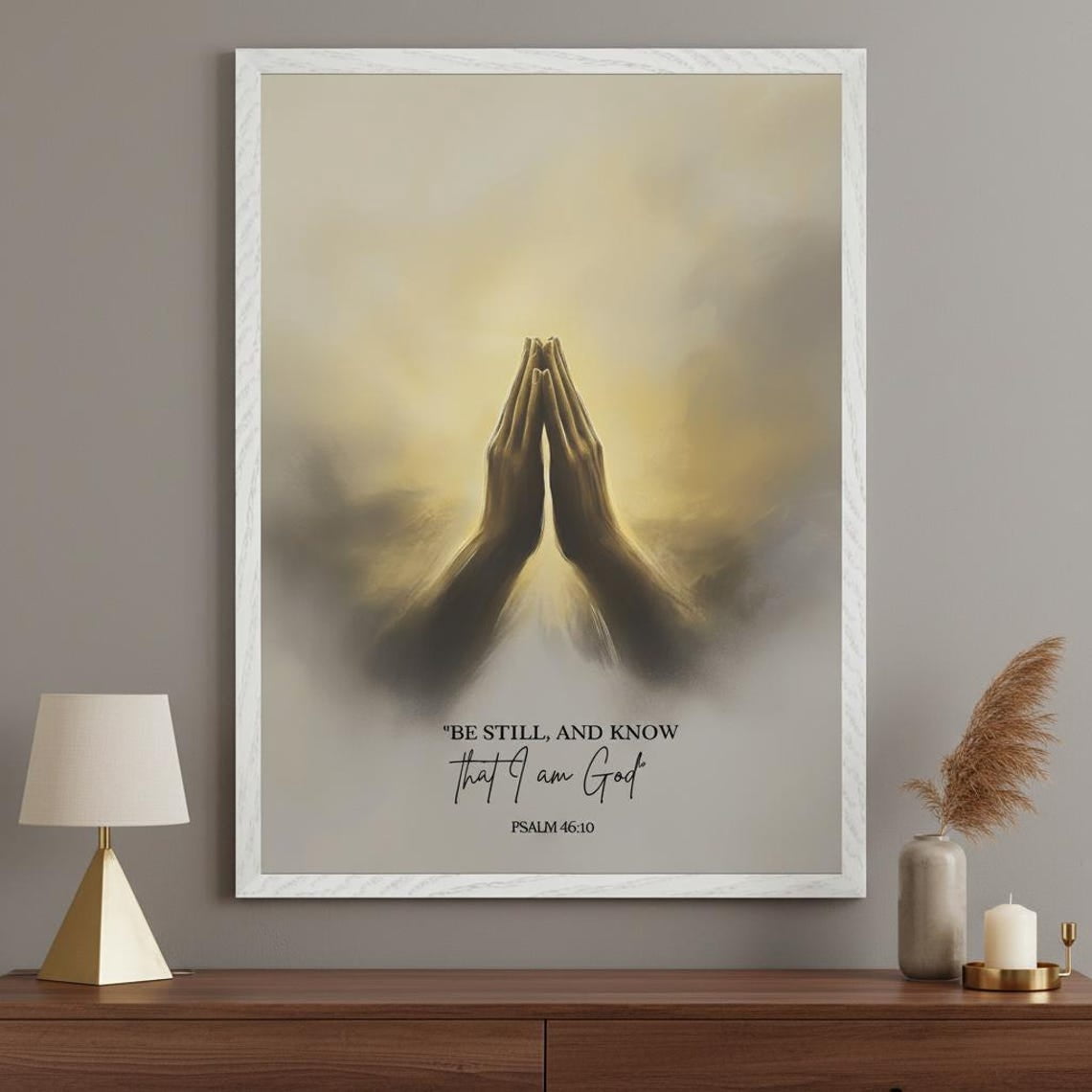 Praying Hands Christian Scripture Wall Art Psalm 46:10 Bible Verse ...
