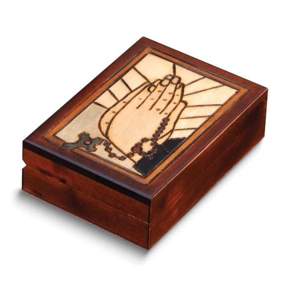 Praying Hands Handcrafted Carved Painted Wooden Keepsake Box QGM16154
