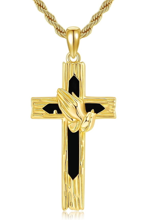 Praying Hands Necklace 925 Sterling Silver Christian Jewelry for Men
