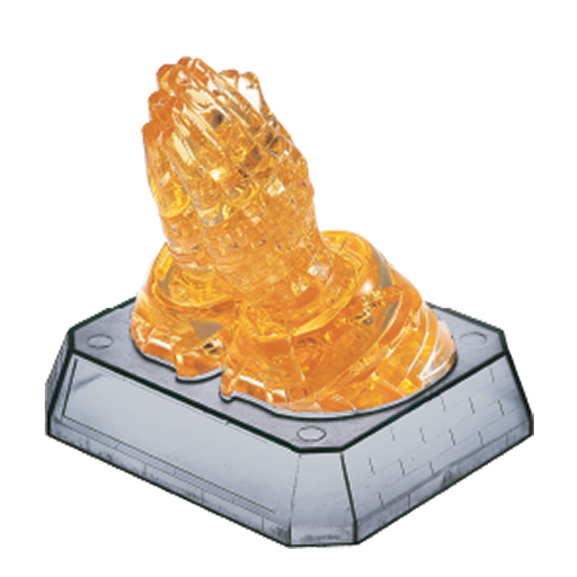 Amber Crystal Praying Hands 3D Puzzle with Clear Base