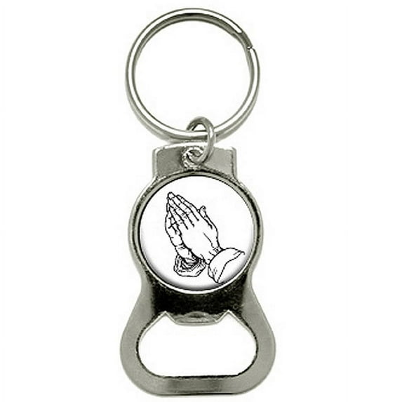 Praying Hands Religious Bottle Cap Opener Keychain Ring