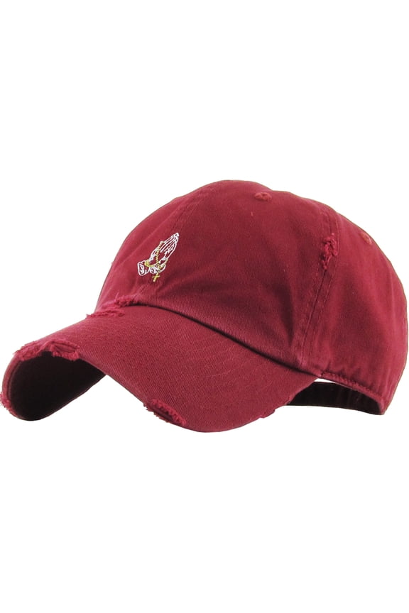 Praying Hands Rosary Vintage Distressed Dad Hat Baseball Cap Polo Style Adjustable