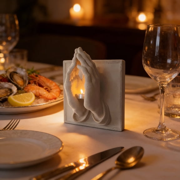 Praying Hands Tealight Holder | Candle Holder for Baptisms Confirmations Easter Christmas | 3D Wall Art Home Decor | Inspirational Prayer Decor for Home Office