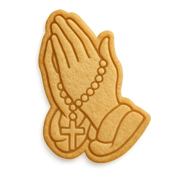 Praying Hands with Rosary Cookie Cutter & Stamp 4x2.8" for Baking & Fondant