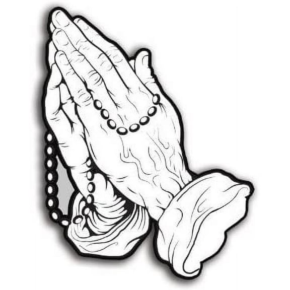 Praying Hands with Rosary Shaped 3M Reflective sticker| Christian Catholic Decal
