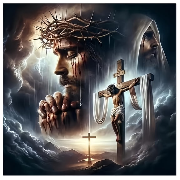Praying Jesus Diamond Art Kits for Adults ,Religious DIY 5D Diamond Painting Kit for Beginners, Full Round Drill Gem Art and Crafts,Diy Handicrafts,Diamond Mosiac Dots, Home Wall Decor 14X14 Inch