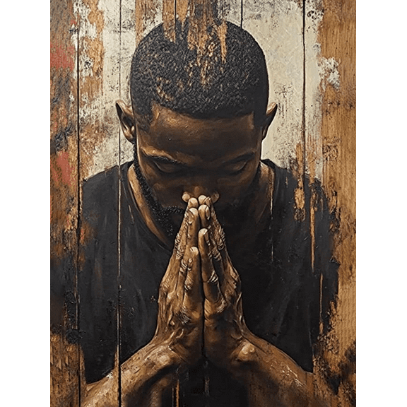 Praying Man Decorative Painting/Canvas Art Suitable for Living Room Bedroom Office Study Prayer Room Meditation Space and Spiritual Retreat Decor.