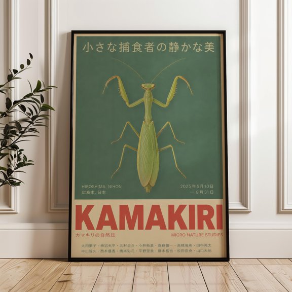 Praying Mantis Asian Inspired Scientific Poster